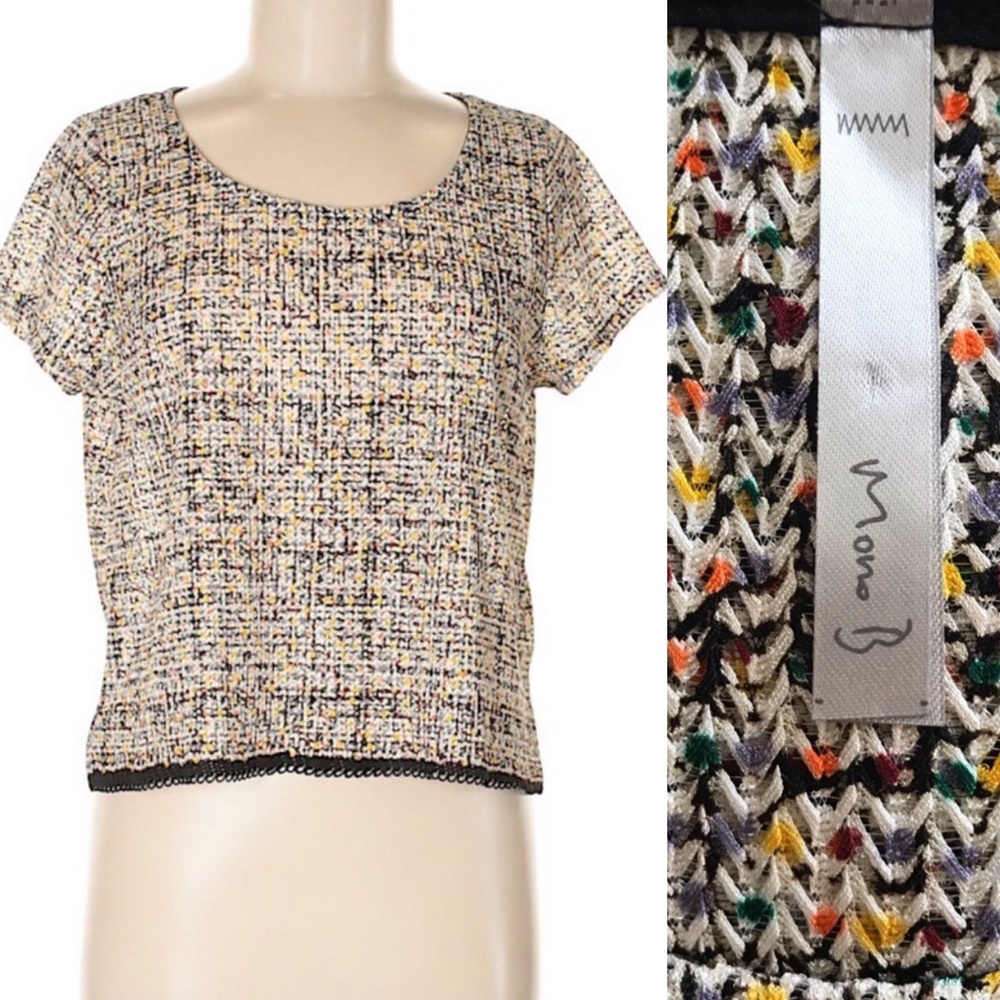 Mona B retro mid-century ribbon-knit crop top